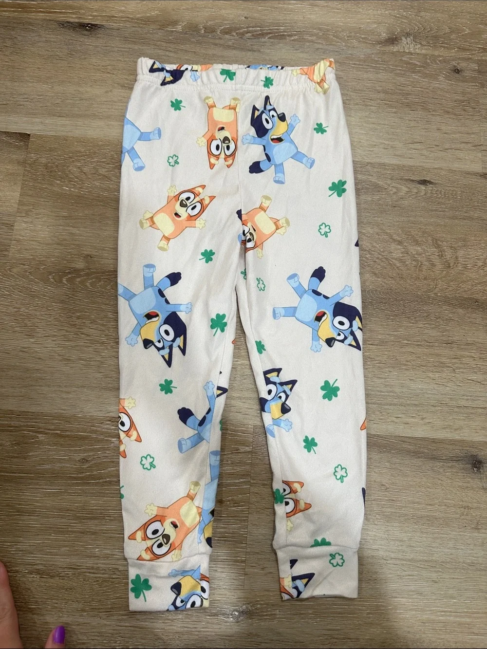 Kids Pajama Pants in Cream with Blue & Orange Character Print - bluey pajama